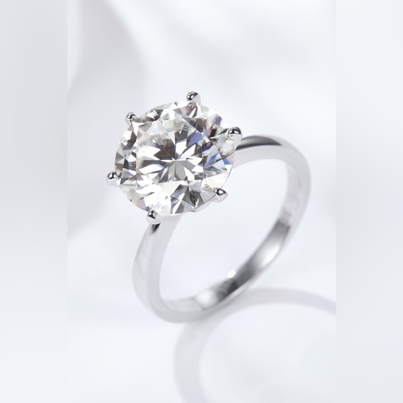 Platinum-Plated 5 CaratMoissanite Solitaire Ring